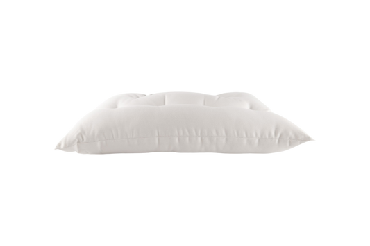 A white Wool Contour Sleep Pillow by Shepherd's Dream, featuring a soft and plush appearance. Slightly indented in the center for optimal neck support, it rests gracefully on a plain white background.